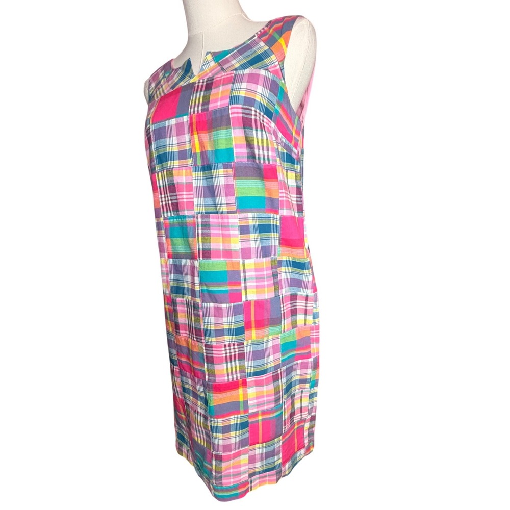 Talbots Madras Patchwork Plaid Shift Dress Size 2 Preppy Cotton - Picture 2 of 15